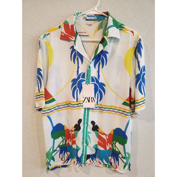 Zara Men’s Tropical Print Shirt in size small - Picture 1 of 9